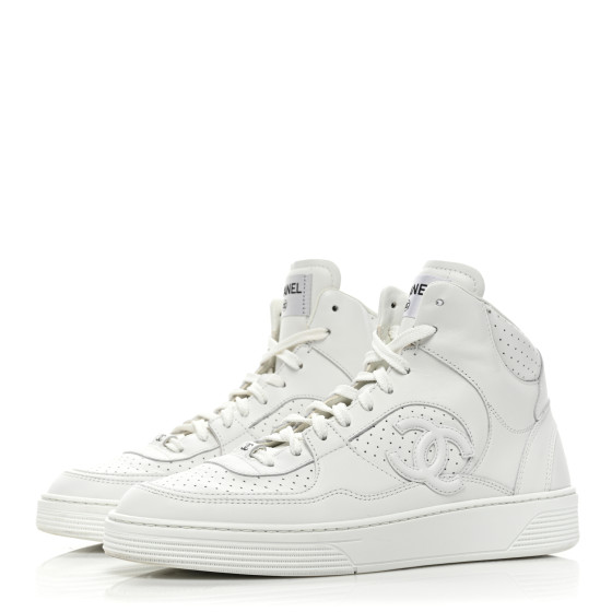 ゆ　　　CHANEL CHANEL Calfskin CC High Top Sneaker 40 White 1279449