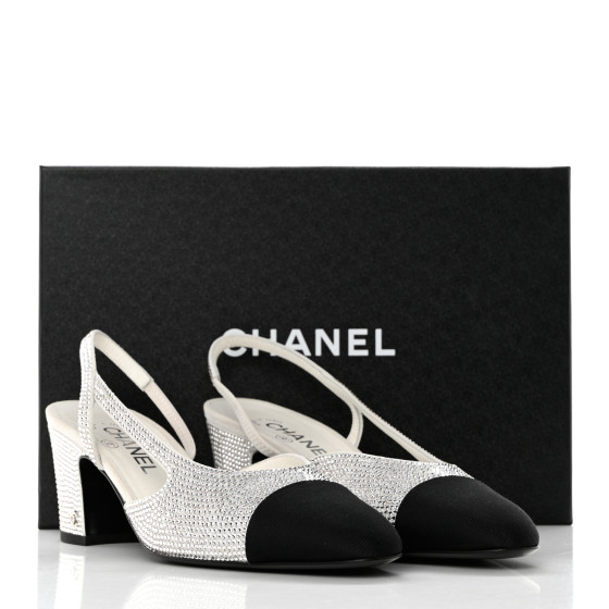 チャッパ CHANEL Strass Grosgrain Cap Toe CC Slingback Pumps 39.5