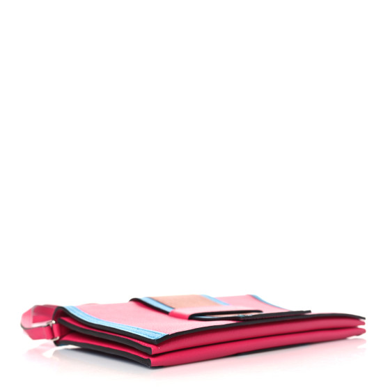 HERMES Evercolor H Passant Clutch Rose Mexico Cuivre Bleu
