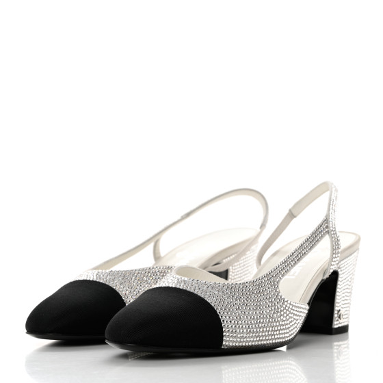 チャッパ CHANEL Strass Grosgrain Cap Toe CC Slingback Pumps 39.5