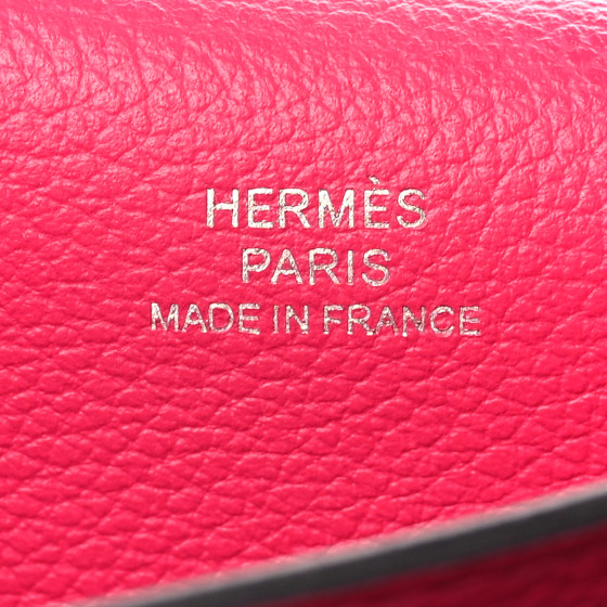 HERMES Evercolor H Passant Clutch Rose Mexico Cuivre Bleu