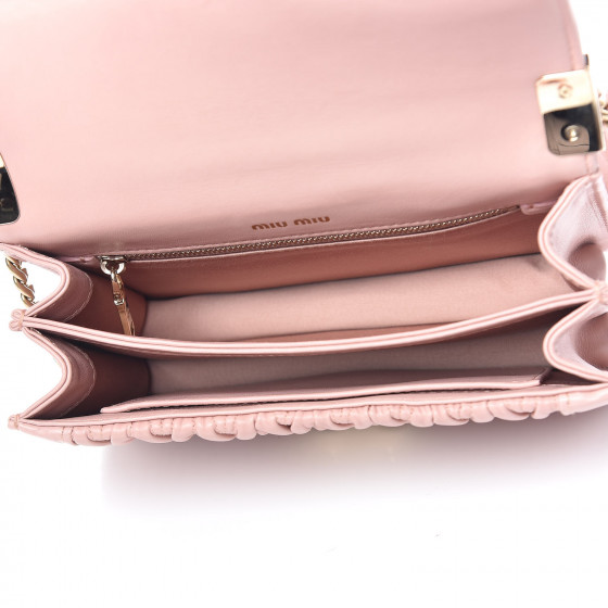 MIU MIU Lambskin Confidential Matelasse Chain Shoulder Bag