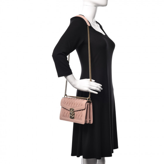 MIU MIU Lambskin Confidential Matelasse Chain Shoulder Bag