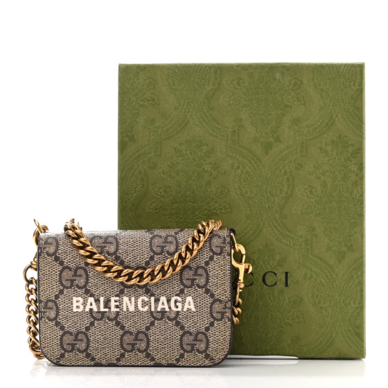 GUCCI X BALENCIAGA GG Supreme Monogram Logo Mini Cash Wallet