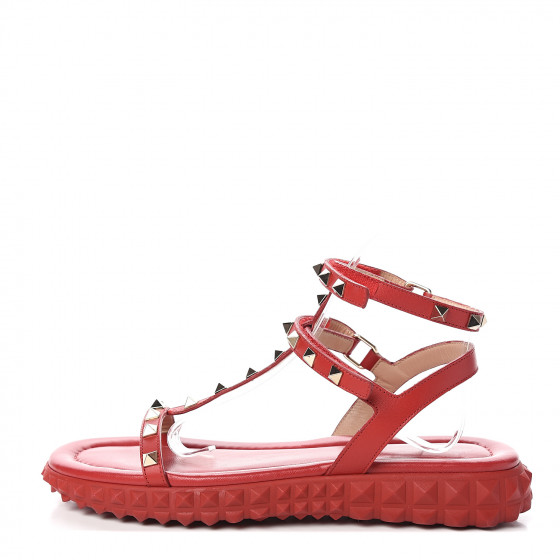 VALENTINO GARAVANI Calfskin Rockstud Gladiator Sandals 38