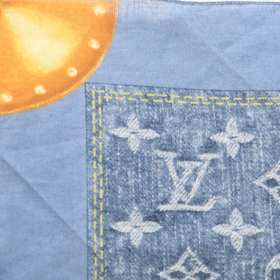 Louis Vuitton タペストリー バンダナ LOUIS VUITTON Silk Monogram Denim Bandana Scarf Blue 184984