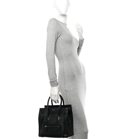 CELINE Drummed Calfskin Micro Luggage Black 1577490