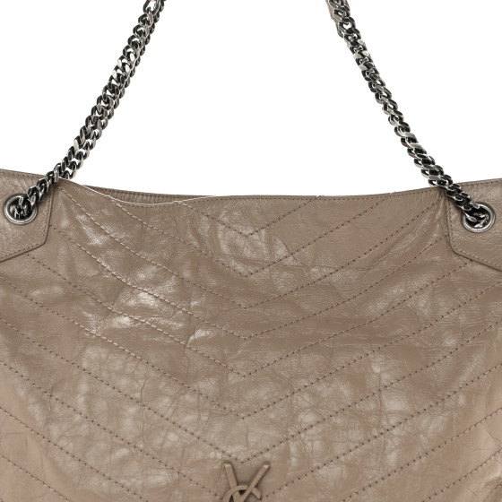 SAINT LAURENT N/S TOTE BAG トートバッグ Saint Laurent Toy N/S Leather Shopper Tote, Grey