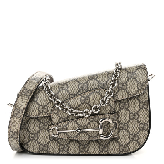 ハンドバッグ GUCCI GG SUPREME FABRIC MINI GUCCI HORSEBIT 1955 HANDBAG Gucci Horsebit 1955 mini bag in beige and white GG Supreme