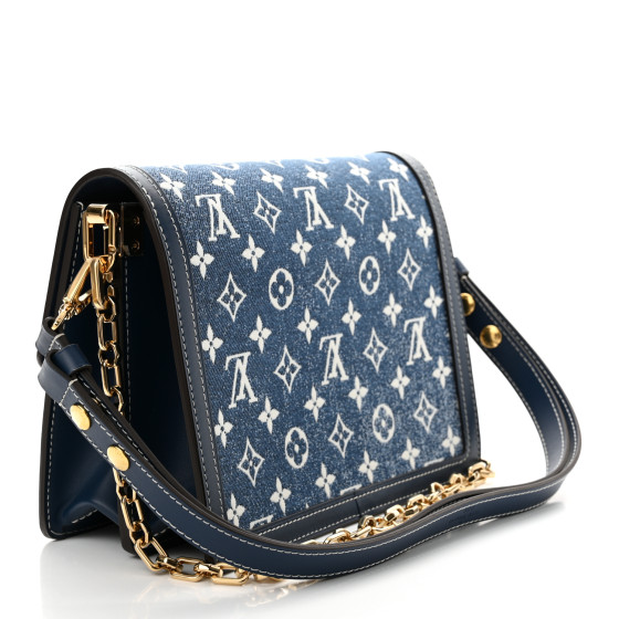 LOUIS VUITTON Denim Monogram Jacquard Dauphine MM Bleu