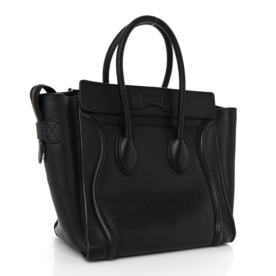 ☆100％直営店買付☆【CELINE】MICRO LUGGAGE DRUMMED CALFSKIN CELINE Drummed Calfskin Micro Luggage Black 1577490