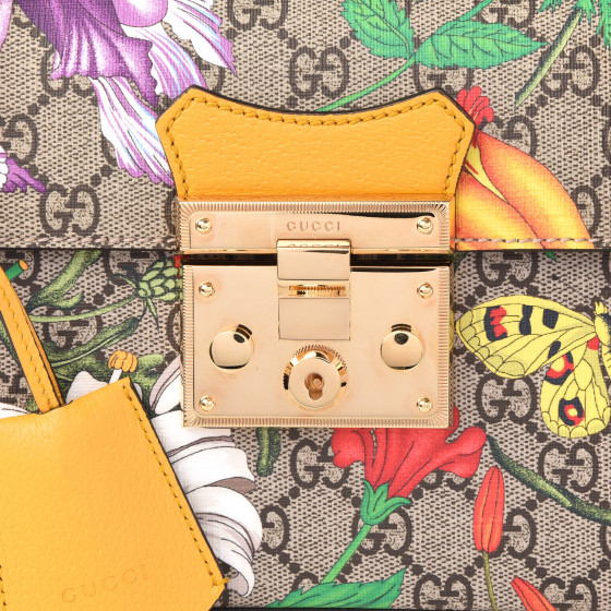 ショルダーバッグ・ポシェット Multicolor Small GG Flora Bamboo Padlock Bag Gucci Multicolor Small GG Flora Bamboo Padlock Bag - Runway