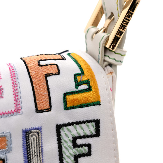 FENDI Nylon FF Multicolor Embroidered Baguette Multicolor