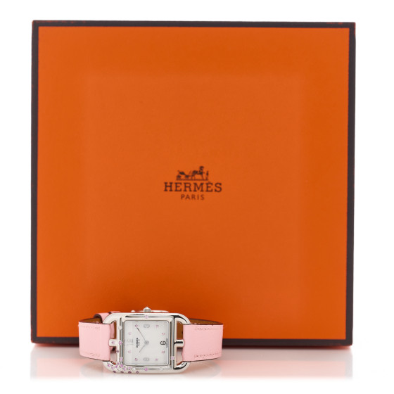 HERMES Stainless Steel Swift Diamond Pink Sapphire Mother of