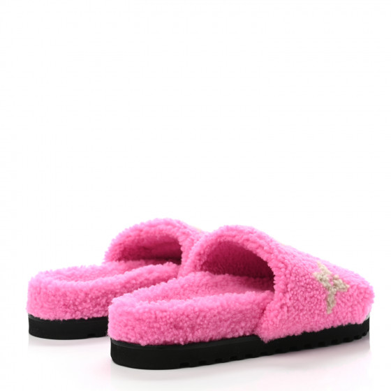 LOUIS VUITTON Shearling Paseo Flat Comfort Mule 38 Pink