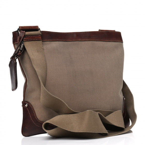 PRADA Jacquard Logo Small Flat Messenger Bag Corda Bruciato