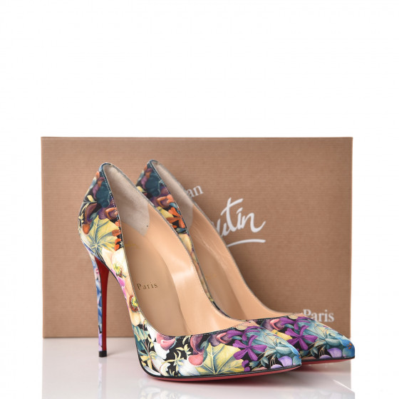 CHRISTIAN LOUBOUTIN Satin Flower Power Pigalle Follies 100