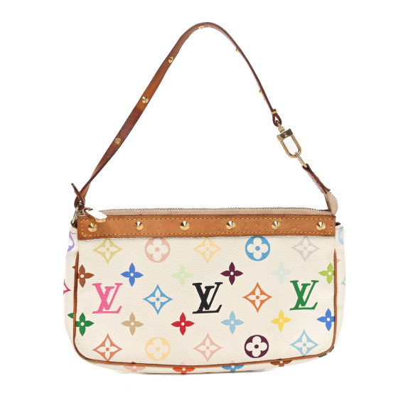 LOUIS VUITTON Monogram Multicolor Pochette Accessories White