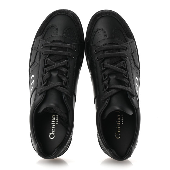 CHRISTIAN DIOR Calfskin Suede Logo Sneakers 36.5 Black