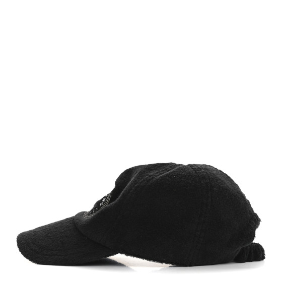 CHANEL Terry Cotton CC Logo Hat Cap M Black 1694763