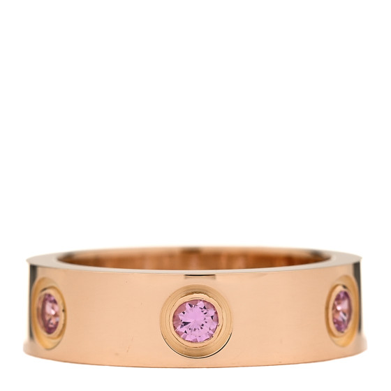 CARTIER 18K Pink Gold 6 Pink Sapphire 5.5mm LOVE Ring 51