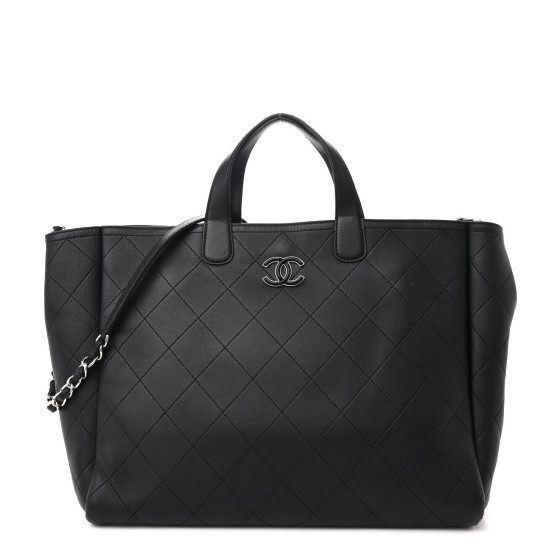 CHANEL Caviar Stitched Large Lady Coco Shopping Tote Black