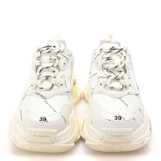 BALENCIAGA TRIPLE Sスニーカー 43 ALLOVER LOGO Balenciaga Triple S Allover Logo Black メンズ - 536737 W2FA1