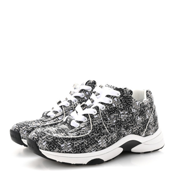 CHANEL Tweed CC Sneakers 35 Grey Black 1689857 | FASHIONPHILE
