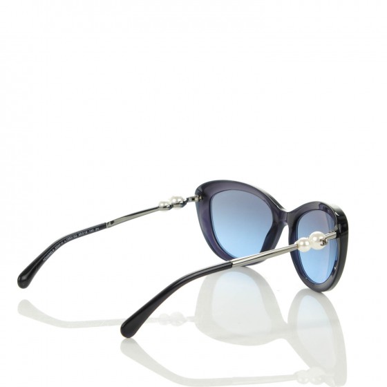 CHANEL Acetate Pearl Cat Eye Sunglasses 5340-H Blue 155764