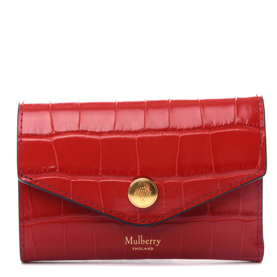 MULBERRY Shiny Crocodile Embossed Stud Folded Multi Card