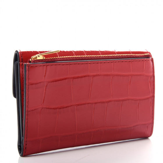 MULBERRY Shiny Crocodile Embossed Stud Folded Multi Card