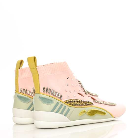 VALENTINO GARAVANI Calfskin Crystal Mesh Knit Cutout Odissey