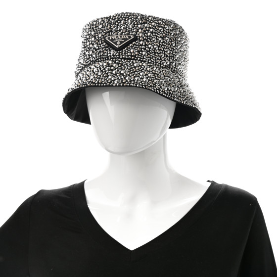 【PRADA】triangle logo padded bucket hat / 2HC248 2DV4 PRADA Re-Nylon Metal Triangle Logo Mens Padded Bucket Hat M