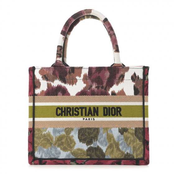 CHRISTIAN DIOR Canvas Embroidered Floral Book Tote