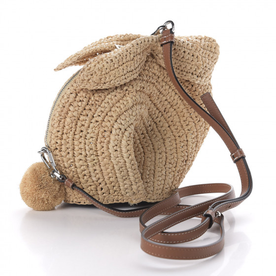バッグ LOEWE Bunny Mini Bag Natural LOEWE Raffia Mini Bunny Crossbody Bag Natural Tan 642671