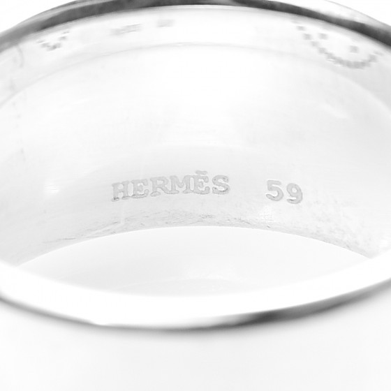 HERMES Sterling Silver GM Eclipse Ruban Ring 59 8.75 617193