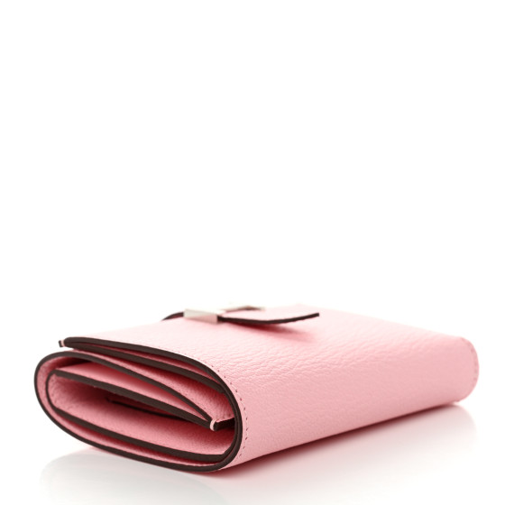 HERMES Chevre Mysore Tri-Fold Compact Bearn Wallet Rose