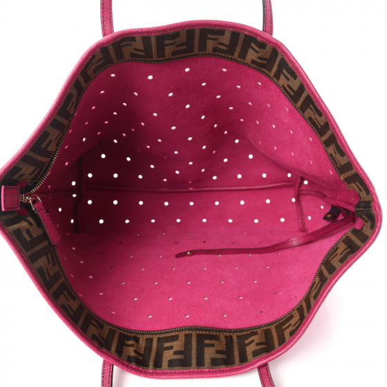 FENDI Vitello Elite Perforated Roll Tote Ciclamino 745853
