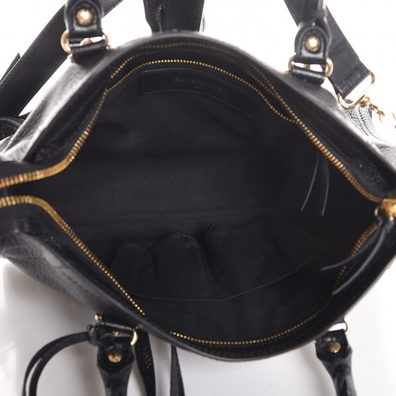 メル74887様 BALENCIAGA Chevre Gold Metallic Edge Hardware S City Black