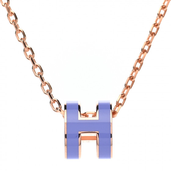 大人気★【HERMES 】 Mini Pop H ペンダント Lilas HERMES Rose Gold Mini Pop H Pendant Necklace Lilas 971825