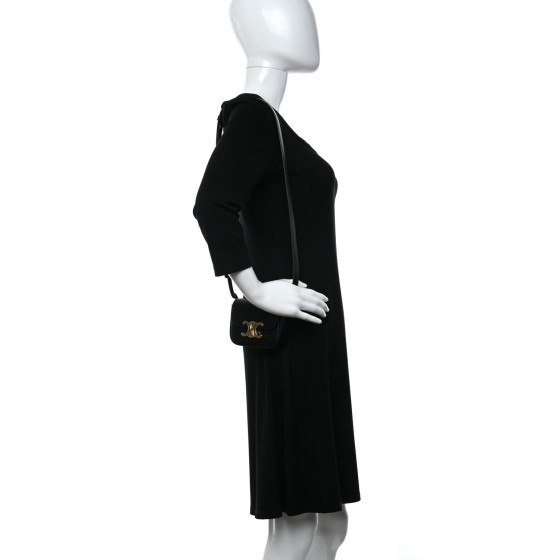 【国内発送】MINI TRIOMPHE IN SHINY CALFSKIN CELINE Shiny Calfskin Mini Triomphe Black 941596 | FASHIONPHILE