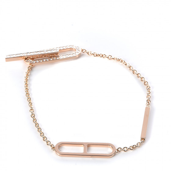 HERMES 18K Rose Gold Diamond PM Ever Chaine D'Ancre ...