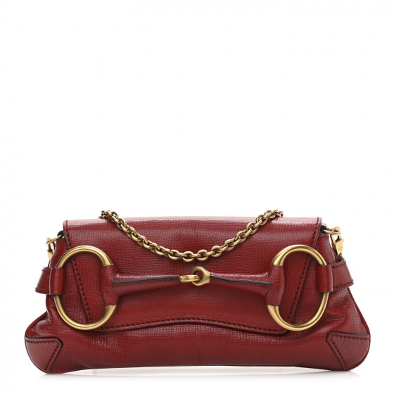 クラッチバッグ Gucci Red Leather Medium Gucci Horsebit Chain Clutch GUCCI Calfskin Small Horsebit Chain Clutch Red 89395