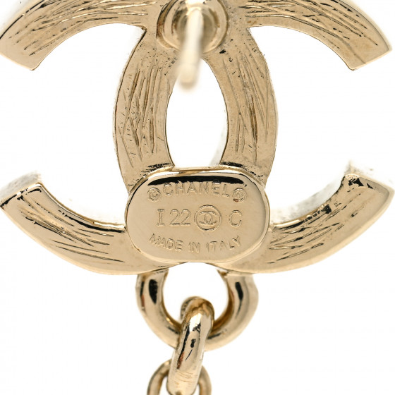 CHANEL Metal Crystal CC Chain Cuff Earrings Gold 1081702