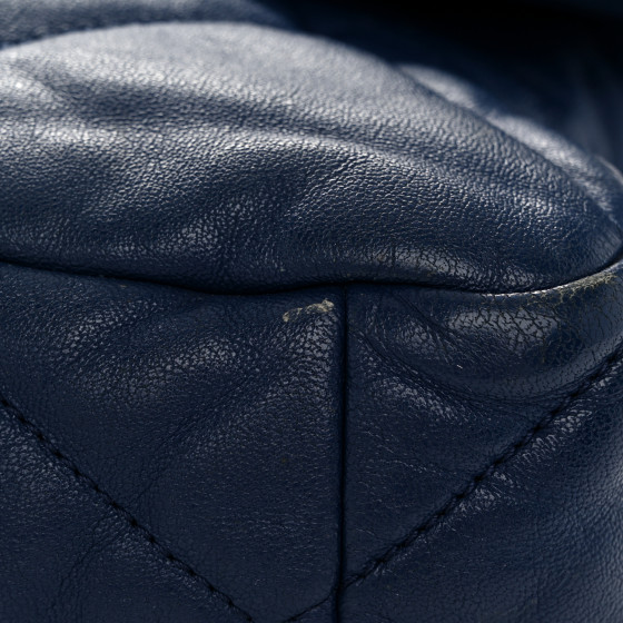 CHANEL Goatskin Quilted Large Chanel 19 Flap Dark Blue