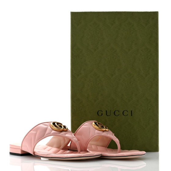 スリッポン Double-G Thong Marmont Leather Sandal in Pink Gucci Double-G Thong Marmont Leather Sandal in Pink | Runway