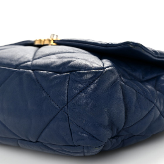 【美品】CHANEL19 ネイビー ラージ CHANEL Goatskin Quilted Large Chanel 19 Flap Dark Blue