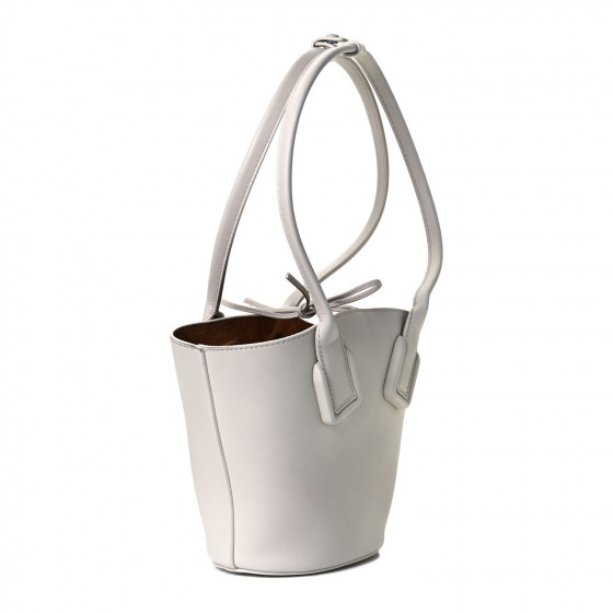BOTTEGA VENETA Calfskin Small Basket Tote White 900097