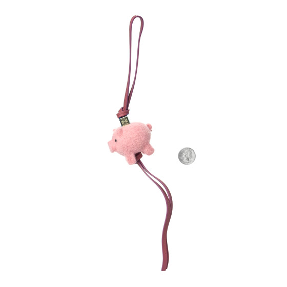 LOEWE Calfskin Felt Pig Charm Pink Tan 1214647 | FASHIONPHILE