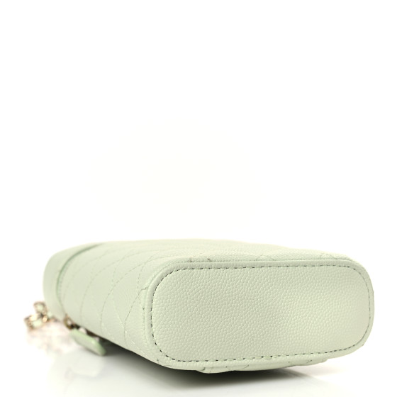 【CHANEL】small bag /phone holder with chain★グリーン CHANEL Caviar Quilted Phone Holder With Chain Light Green